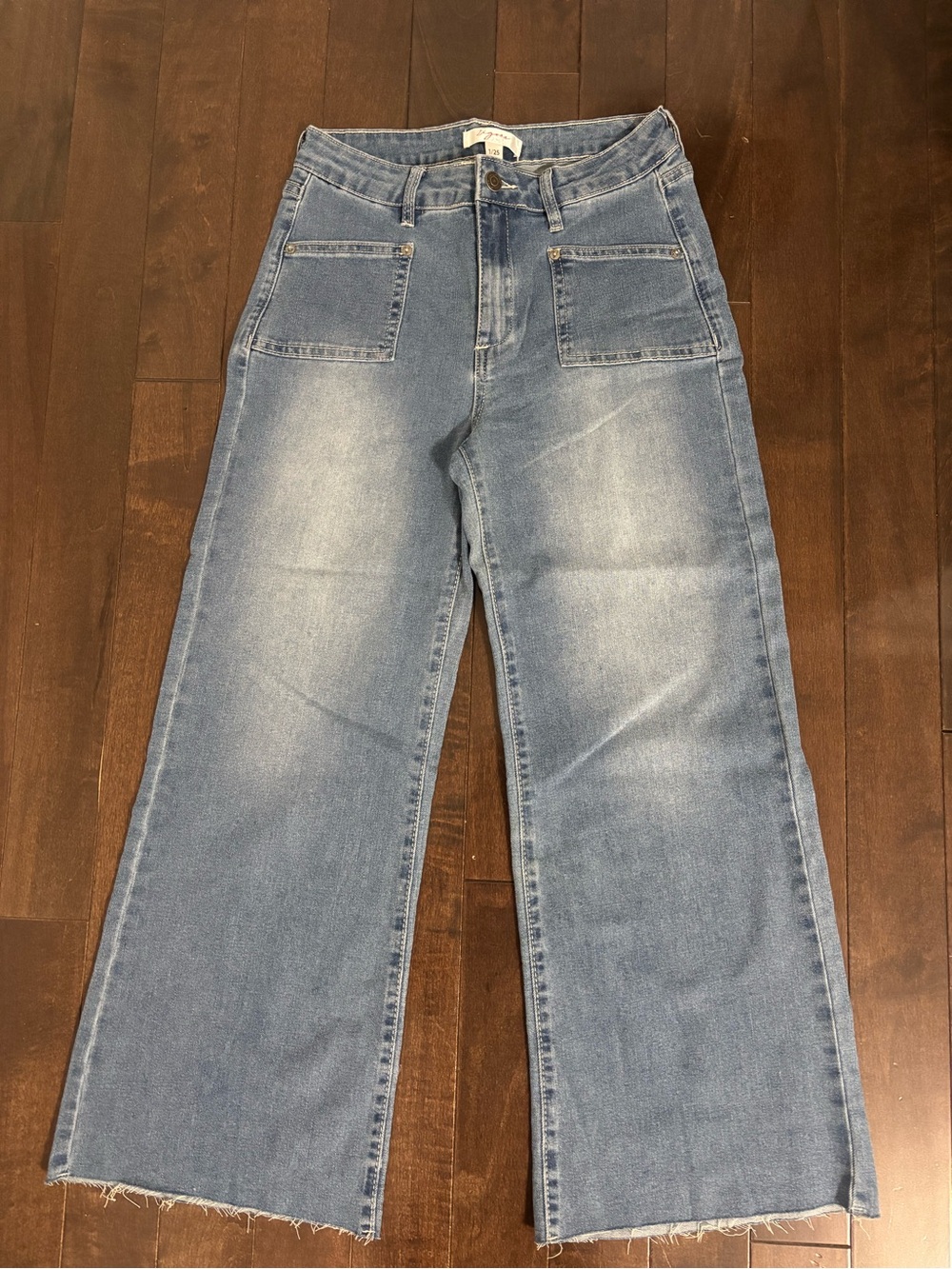 Vigoss Light Blue Wide-Leg Patch Pocket Jeans